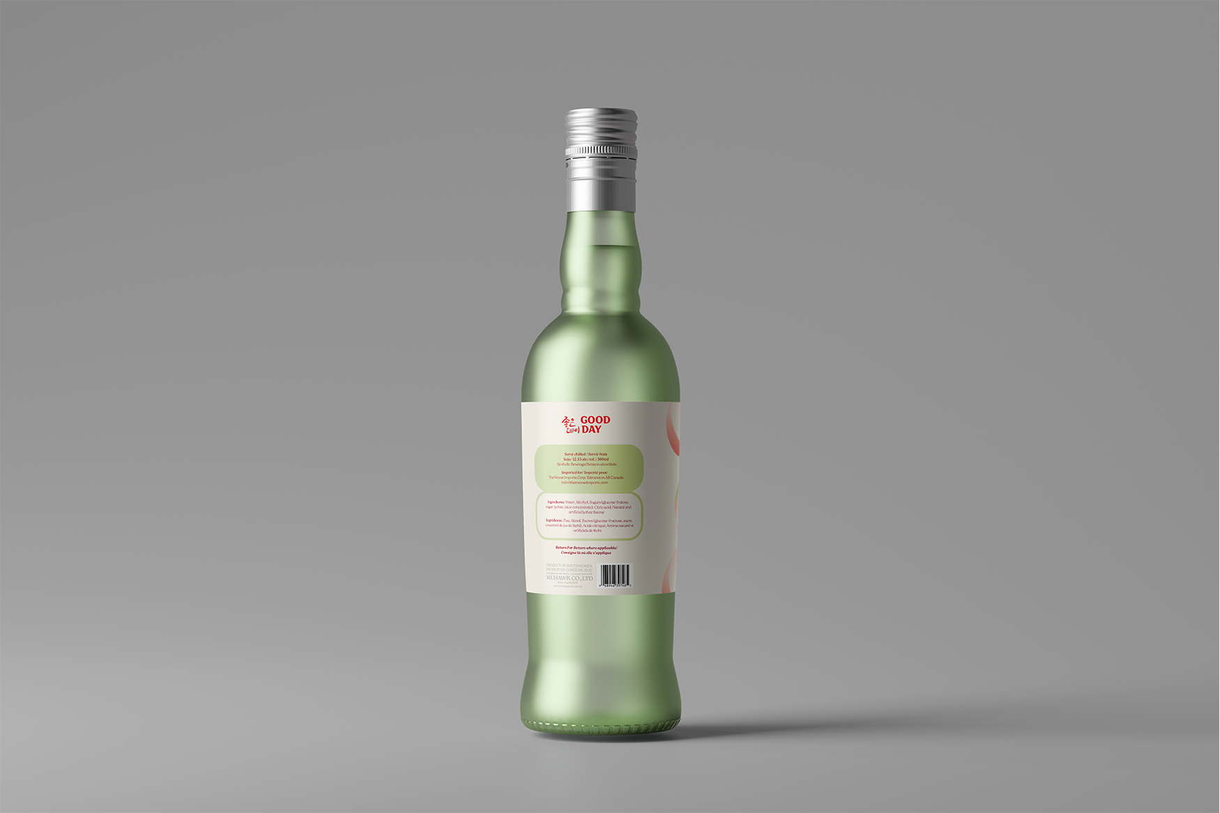back view of the soju brand good day's packaging